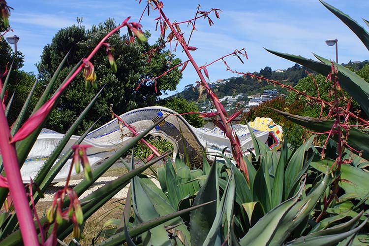 Kowhai seed pod sculpture seat at Sumner&nbsp;Beach