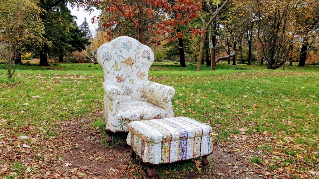 Mosaic Chair in the&nbsp;Gardens