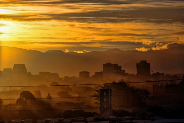 Sun setting over&nbsp;Christchurch