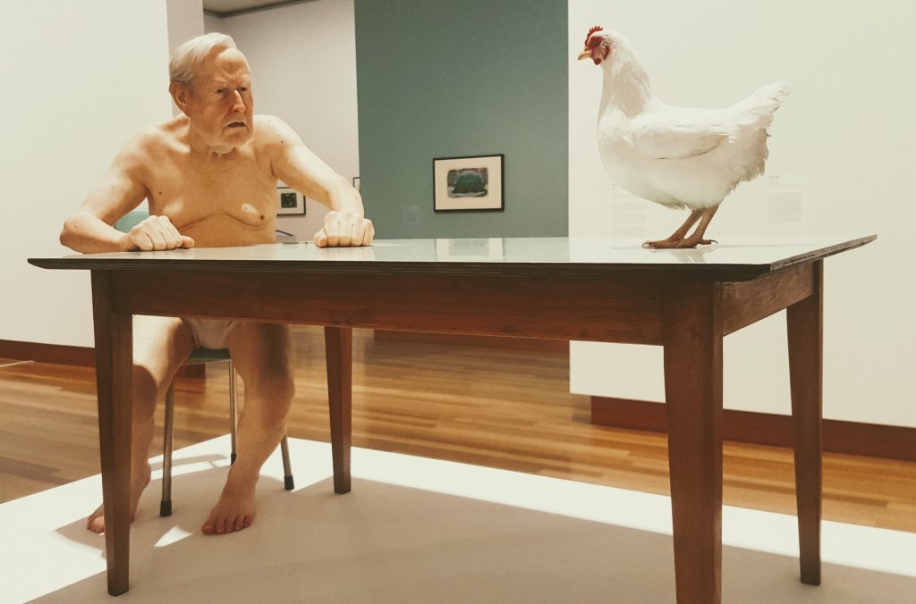 Chicken – Man by Ron Mueck at the Chrichurch Art&nbsp;Gallery