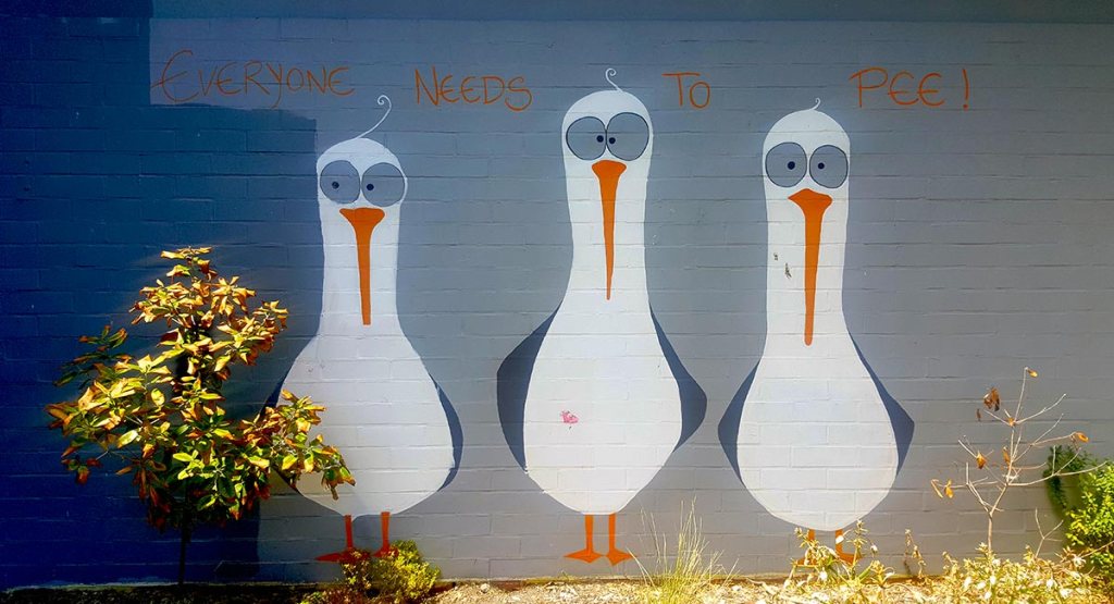 “Everyone needs to pee” mural in New&nbsp;Brighton