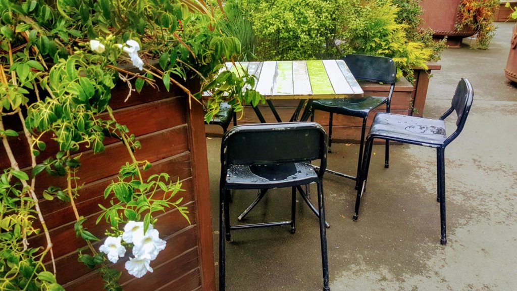 Wet chairs outside of&nbsp;C4