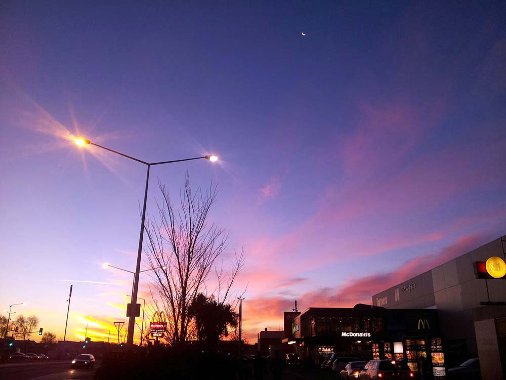 Sunset over Linwood&nbsp;Avenue