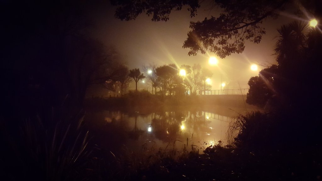 Misty night by the Opawa&nbsp;River