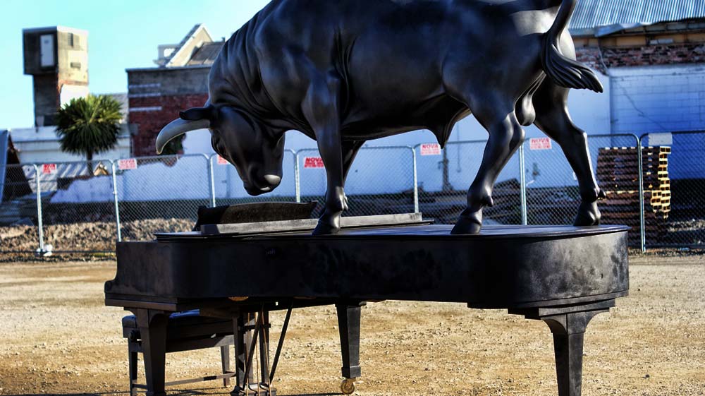 Bronze Bulls on Madras&nbsp;Street